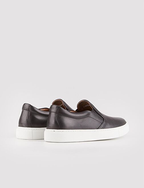 Kauçuk Beyaz Taban Hakiki Deri Siyah Erkek Spor Ayakkabı - Görsel 4