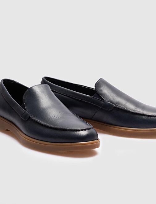 Hakiki Deri Lacivert Klasik Erkek Günlük Ayakkabı - Görsel 7