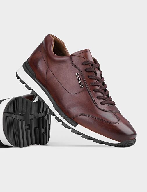 Spor Sneaker Hakiki Deri Kahverengi Bağcıklı Erkek Spor Ayakkabı - Görsel 5