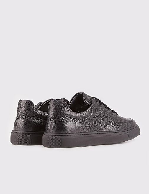 Hakiki Deri Erkek Siyah Spor Bağcıklı Ayakkabı - Görsel 4