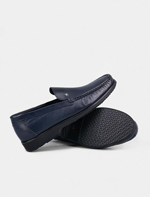 Hakiki Deri Lacivert Neolit Tabanlı Erkek Günlük Ayakkabı - Görsel 5