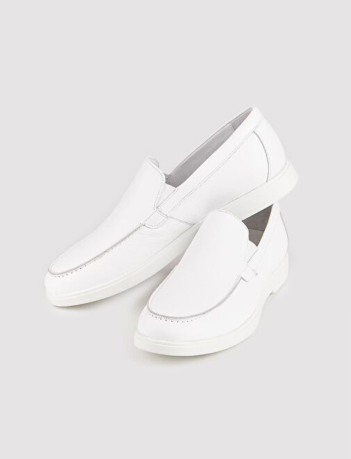 Hakiki Deri Beyaz Erkek Günlük Ayakkabı - Görsel 5