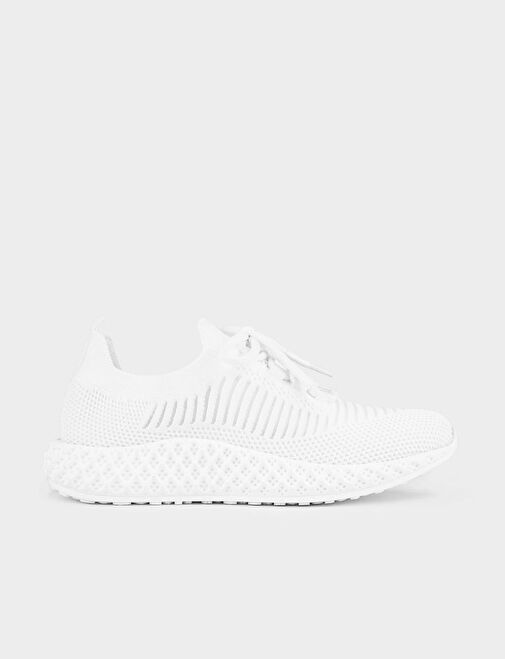 Beyaz Bağcıklı Kadın Spor Ayakkabı - Görsel 2