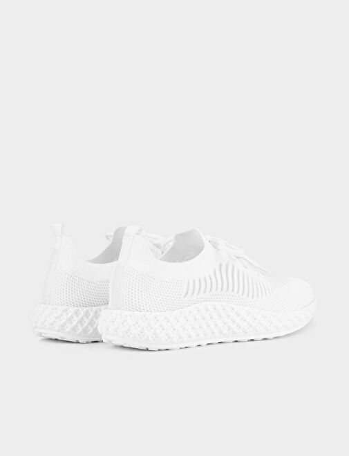 Beyaz Bağcıklı Kadın Spor Ayakkabı - Görsel 4