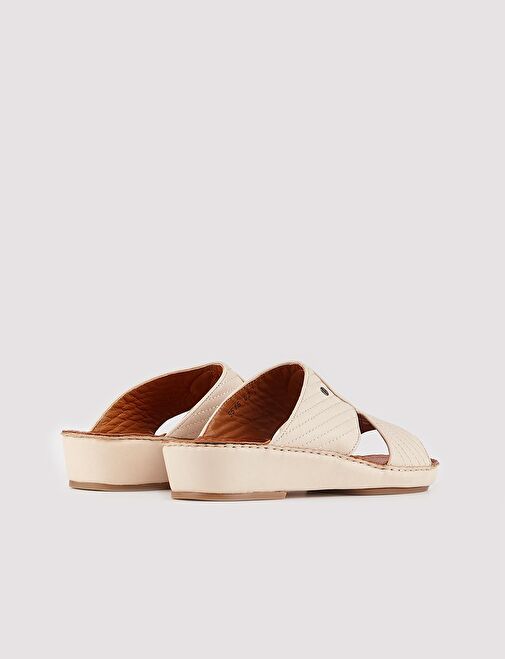 Hakiki Deri Bej Erkek Terlik - Görsel 4