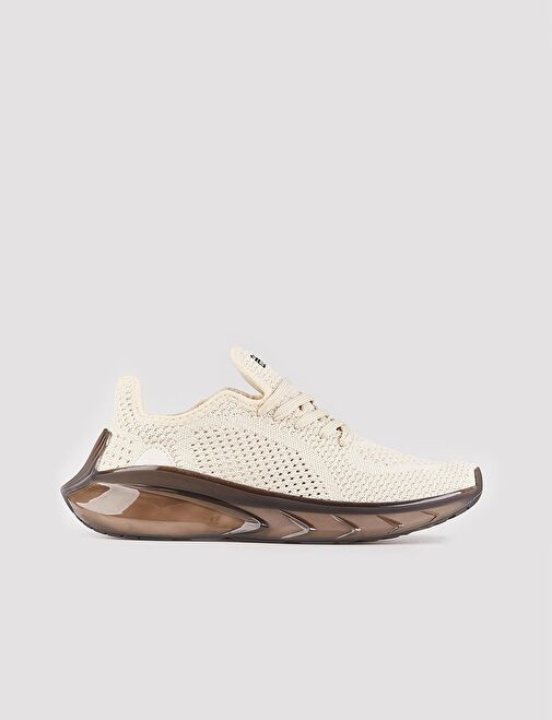 Triko Bej Bağcıklı Kadın Spor Ayakkabı - Görsel 3