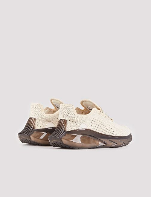 Triko Bej Bağcıklı Kadın Spor Ayakkabı - Görsel 5