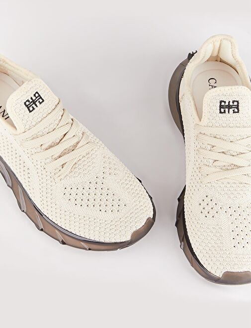 Triko Bej Bağcıklı Kadın Spor Ayakkabı - Görsel 6