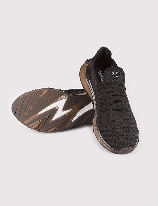 Erkek Triko Siyah Bağcıklı Spor Ayakkabı - Görsel 5