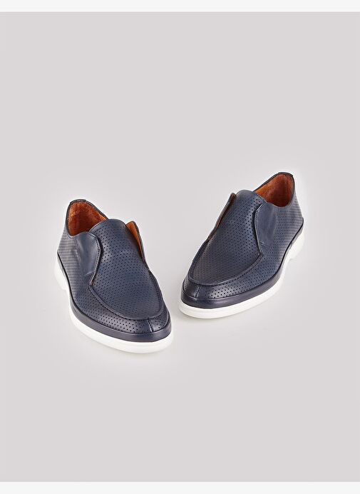 Erkek Hakiki Deri Eva Tabanlı Lacivert Günlük Ayakkabı - Görsel 5