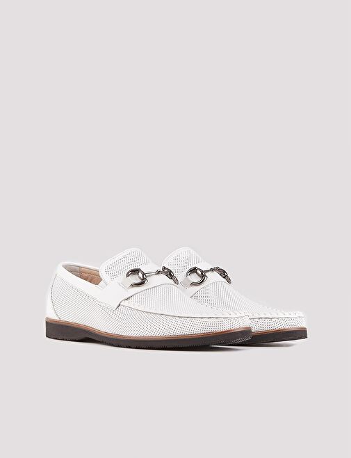 Hakiki Deri Beyaz Erkek Eva Taban Günlük Ayakkabı - Görsel 2