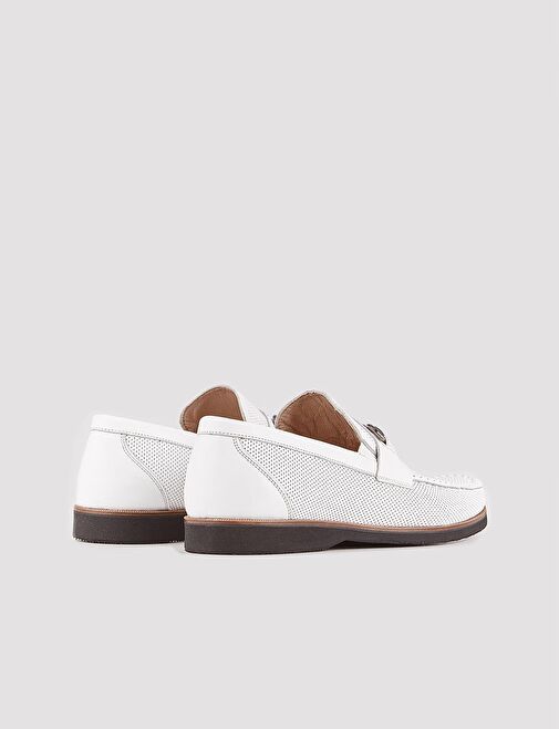 Hakiki Deri Beyaz Erkek Eva Taban Günlük Ayakkabı - Görsel 3
