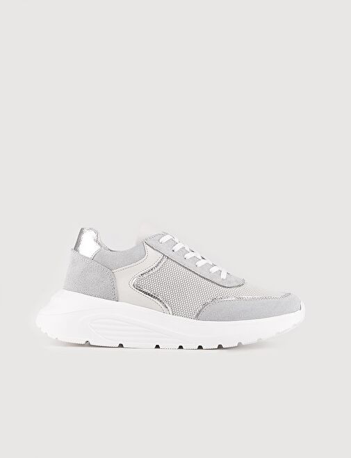 Hakiki Deri Gri Kadın Spor Ayakkabı - Görsel 2