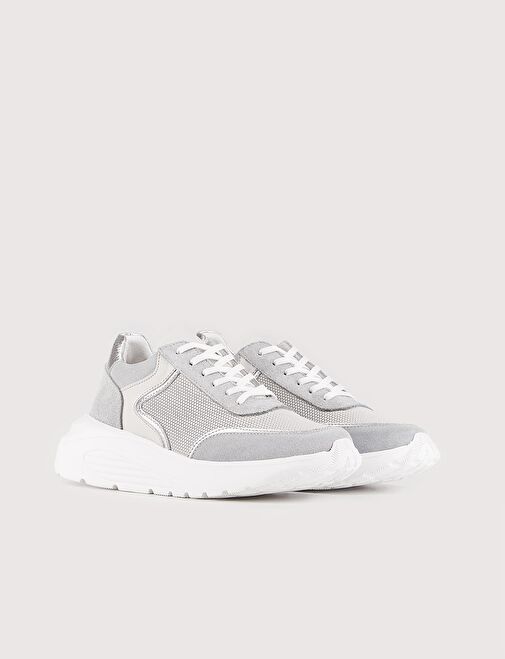 Hakiki Deri Gri Kadın Spor Ayakkabı - Görsel 3