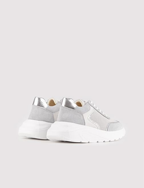 Hakiki Deri Gri Kadın Spor Ayakkabı - Görsel 4