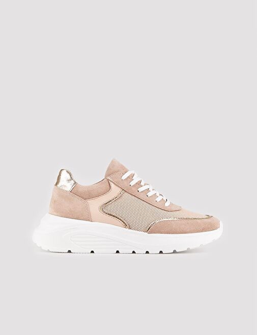 Hakiki Deri Pudra Bağcıklı Kadın Spor Ayakkabı - Görsel 2