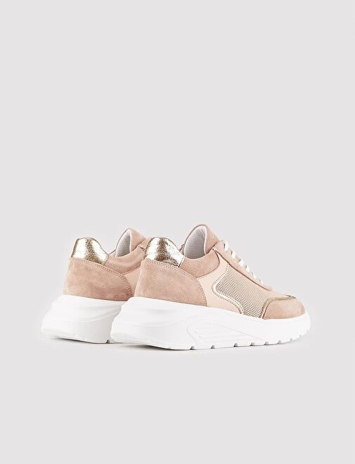 Hakiki Deri Pudra Bağcıklı Kadın Spor Ayakkabı - Görsel 4