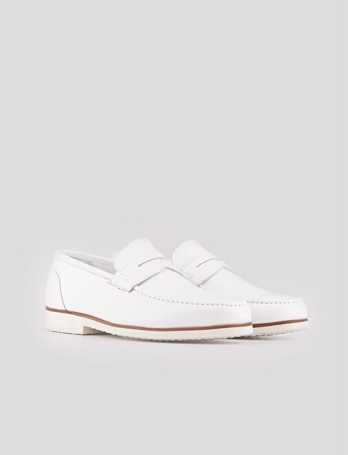 Hakiki Deri Beyaz Erkek Klasik Günlük Ayakkabı - Görsel 3