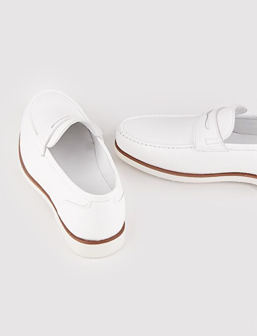 Hakiki Deri Beyaz Erkek Klasik Günlük Ayakkabı - Görsel 5