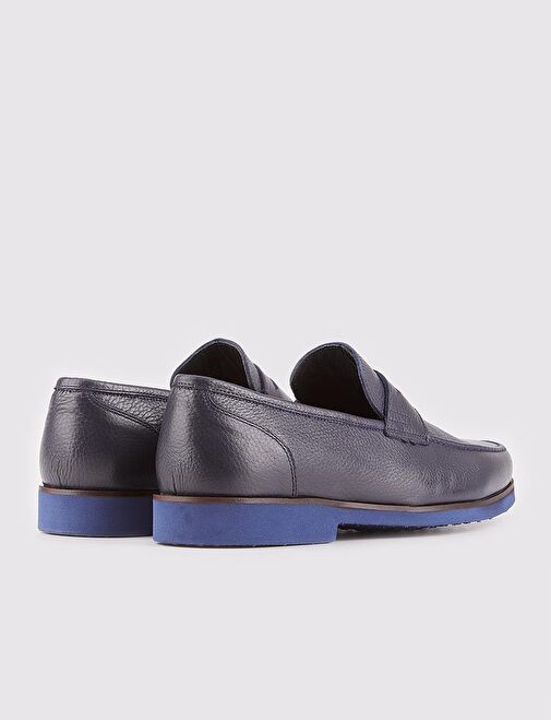 Hakiki Deri Lacivert Erkek Kemer Detaylı Günlük Ayakkabı - Görsel 4