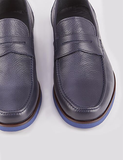 Hakiki Deri Lacivert Erkek Kemer Detaylı Günlük Ayakkabı - Görsel 5