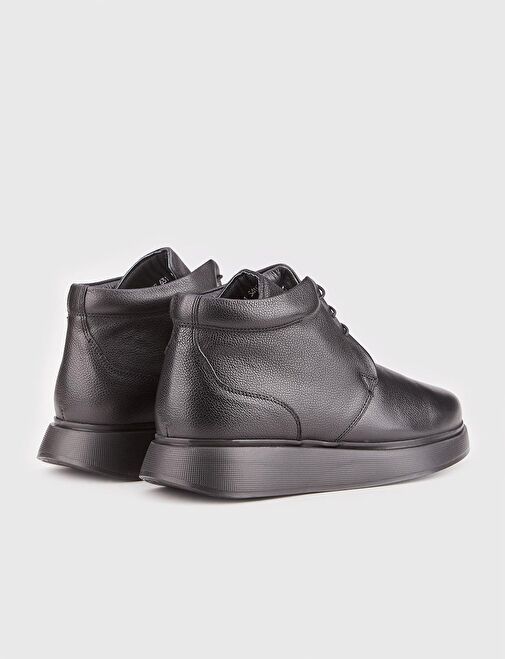 Hakiki Deri Light Tabanlı Siyah Bağcıklı Erkek Günlük Bot - Görsel 4