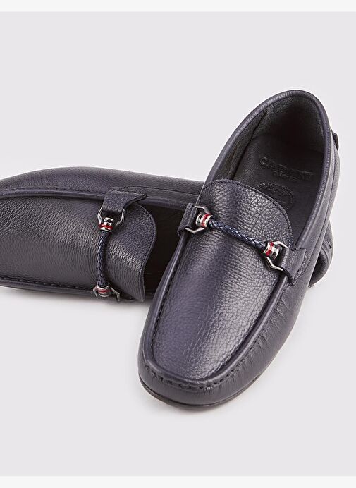 Erkek Hakiki Deri Toka Aksesuarlı Lacivert Loafer Ayakkabı - Görsel 5