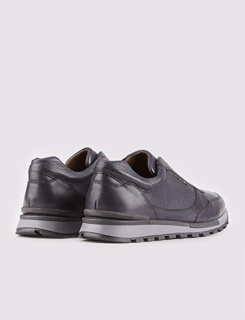 Hakiki Deri Lacivert Erkek Sneaker Spor Ayakkabı - Görsel 4