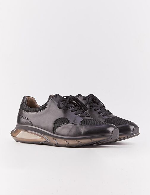 Hakiki Deri Light Tpu Taban Siyah Erkek Bağcıklı Sneaker Spor Ayakkabı - Görsel 3