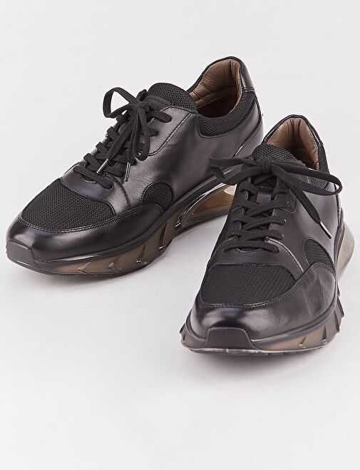 Hakiki Deri Light Tpu Taban Siyah Erkek Bağcıklı Sneaker Spor Ayakkabı - Görsel 5