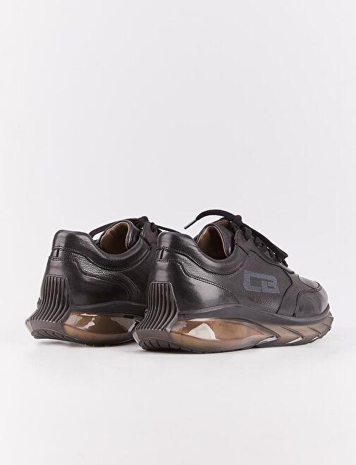 Hakiki Deri Mevsimlik Siyah Bağcıklı Erkek Spor Ayakkabı - Görsel 4