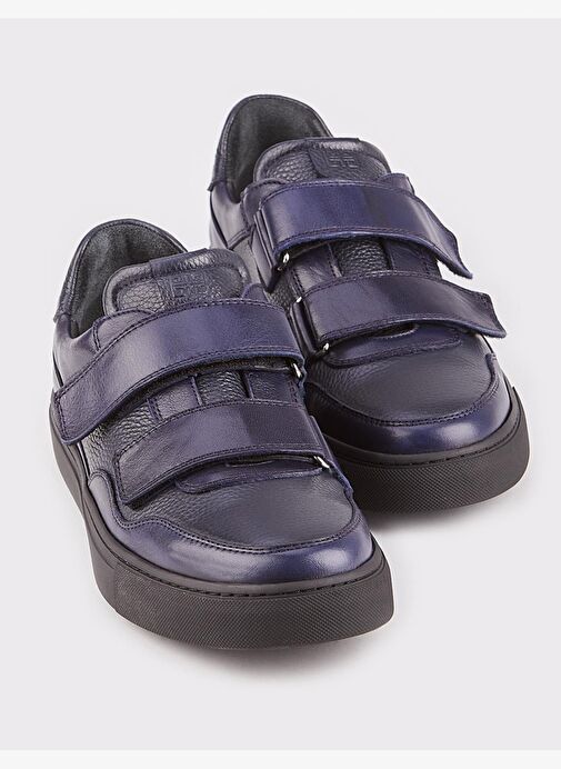 Erkek Hakiki Deri Lacivert Spor Ayakkabı - Görsel 5