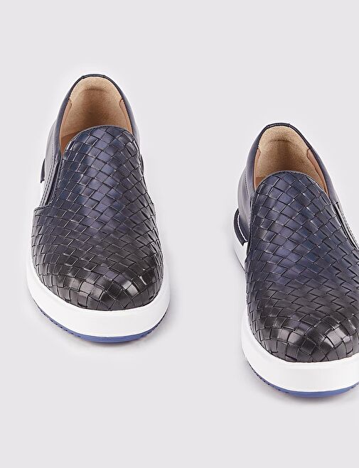 Hakiki Deri Lacivert Eva Tabanlı Erkek Günlük Ayakkabı - Görsel 5