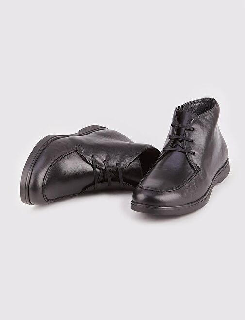 Özel Tasarımlı Erkek Hakiki Deri Siyah Fermuarlı Günlük Bot - Görsel 5