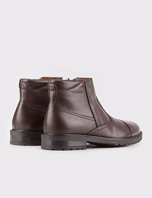 Hakiki Deri Fermuarlı Kahverengi Erkek Günlük Bot - Görsel 4
