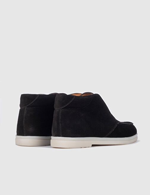 Süet Hakiki Deri Siyah Erkek Günlük Bot - Görsel 4