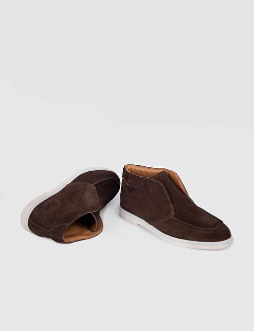 Süet Hakiki Deri Kahverengi Erkek Günlük Bot - Görsel 5