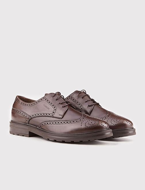 Erkek Hakiki Deri Light Kauçuk Tabanlı Kahverengi Bağcıklı Günlük Ayakkabı - Görsel 3