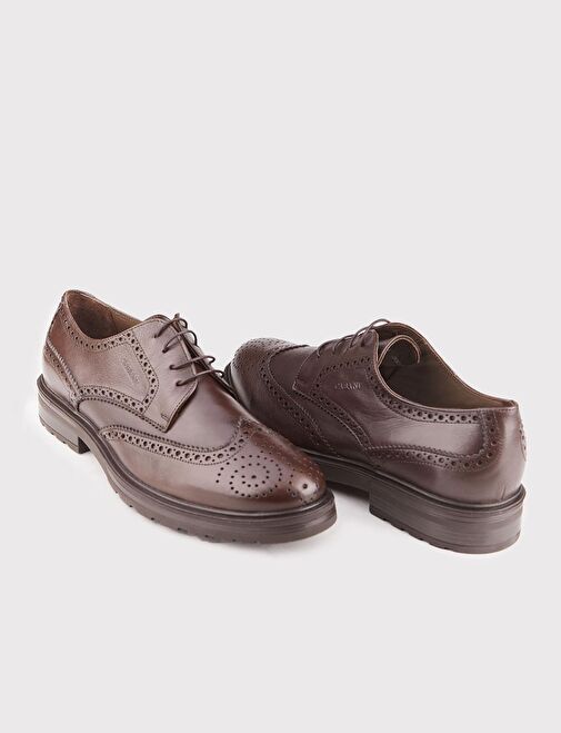 Erkek Hakiki Deri Light Kauçuk Tabanlı Kahverengi Bağcıklı Günlük Ayakkabı - Görsel 5