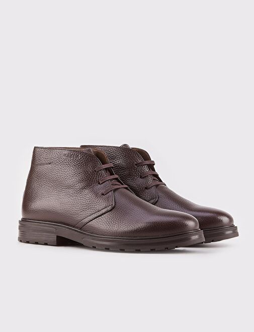 Erkek Hakiki Deri Kahverengi Bağcıklı Günlük Bot - Görsel 3