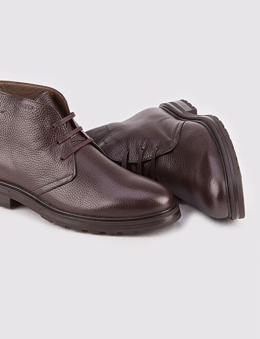 Erkek Hakiki Deri Kahverengi Bağcıklı Günlük Bot - Görsel 5