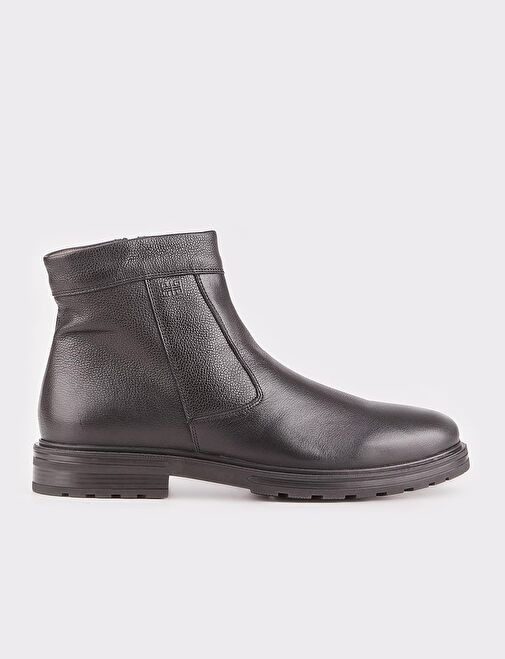 Erkek Hakiki Deri Siyah Fermuarlı Günlük Bot - Görsel 2