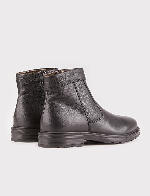 Erkek Hakiki Deri Siyah Fermuarlı Günlük Bot - Görsel 4