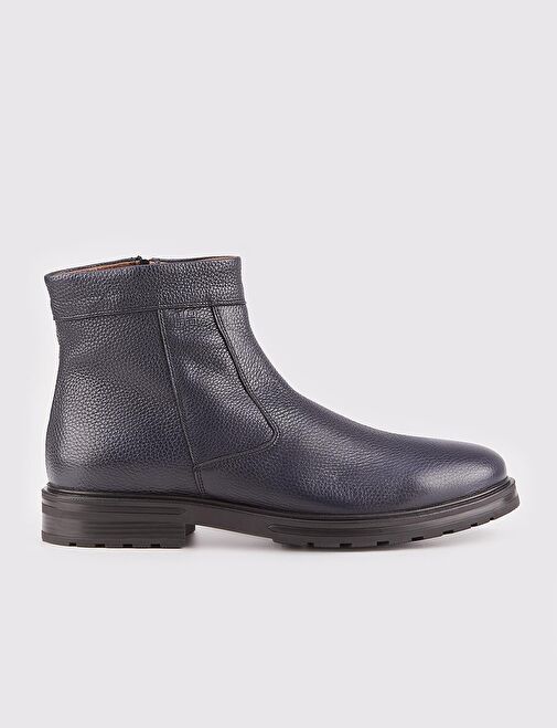 Light Kauçuk Taban Hakiki Deri Lacivert Erkek Günlük Bot - Görsel 2