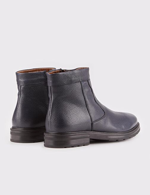 Light Kauçuk Taban Hakiki Deri Lacivert Erkek Günlük Bot - Görsel 4