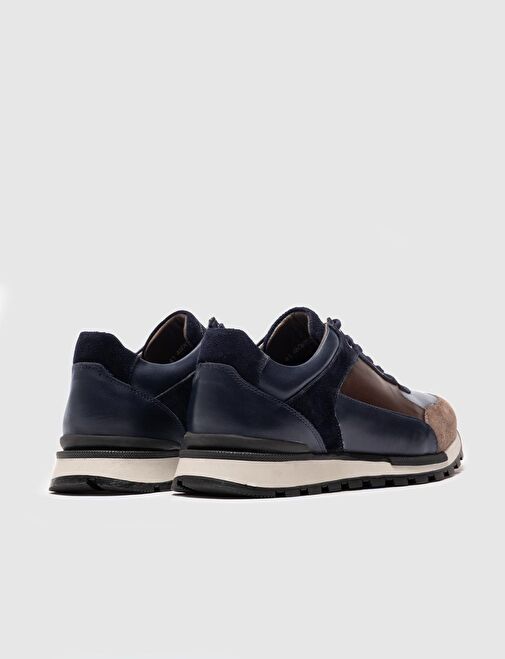 Hakiki Deri Lacivert Bağcıklı Erkek Spor Ayakkabı - Görsel 5