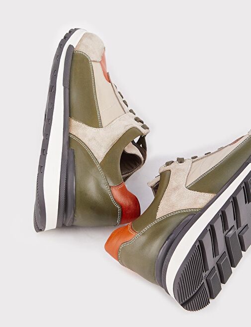 Hakiki Deri Haki Bağcıklı Erkek Spor Ayakkabı - Görsel 4