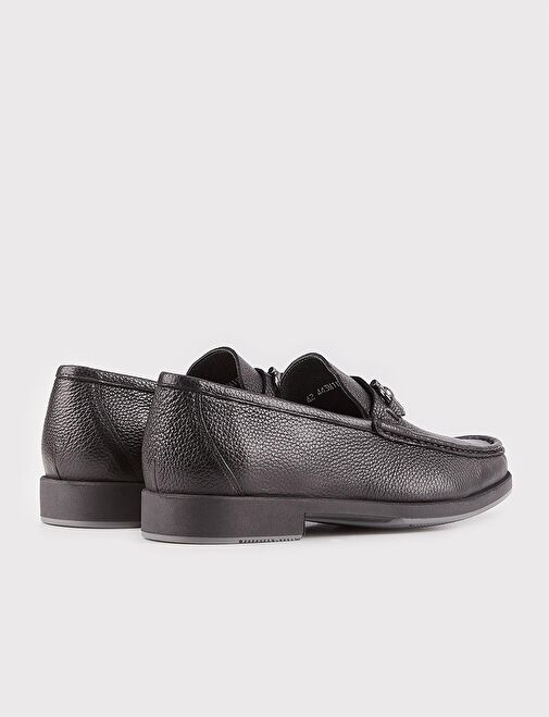 Hakiki Deri Toka Detaylı Siyah Erkek Günlük Ayakkabı - Görsel 4