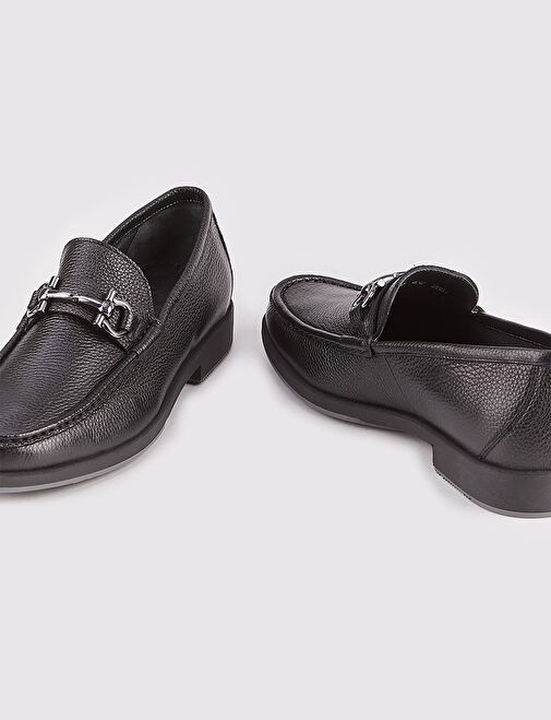 Hakiki Deri Toka Detaylı Siyah Erkek Günlük Ayakkabı - Görsel 5