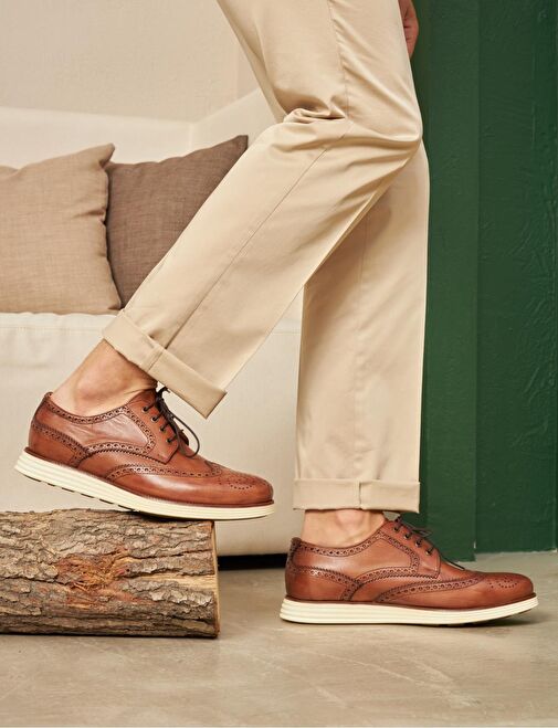 Hakiki Deri Taba Bağcıklı Erkek Günlük Ayakkabı - Görsel 5